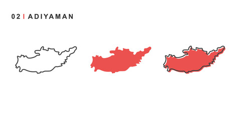 Turkey, Adıyaman city map. Simple vector illustration isolated on a white background.