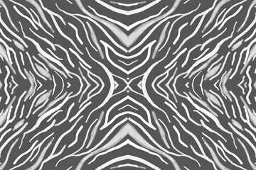 Seamless Zebra Pattern. Fashion Safari Design. Watercolor Jungle Skin. Black Camouflage Background. Gray Zebra Stripes. Abstract African Design. Watercolour Zoo Skin. Seamless Zebra Repeat.