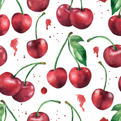 Watercolor cherry berry pattern 