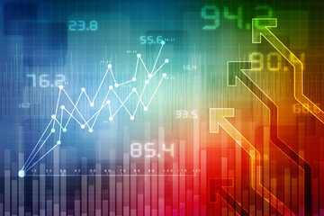2d rendering Stock market online business concept. business Graph 