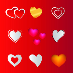 Colorful Heart Icons Set