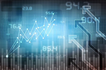 2d rendering Stock market online business concept. business Graph 