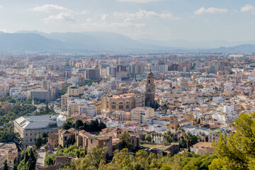 Fototapeta na wymiar view of Malaga with Alcazaba and the cathedral in Malaga, Spain