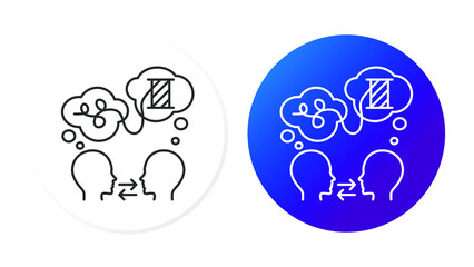 two icons, gradient, untangling conversation into a spool