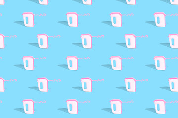 . Kitchen mixer on a blue background. Bright creative pattern