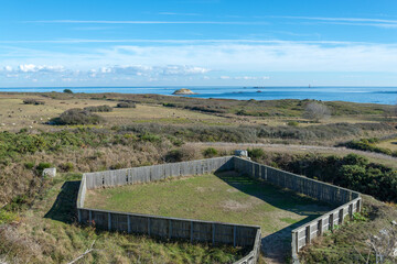 Fototapeta na wymiar Fort Hoedic France fence Atlantic ocean