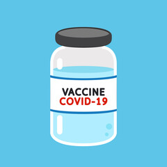 Vaccine Covid-19 vector. Vaccine virus Covid-19. Bottle vaccine.