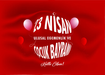 Children's day 23 april vector illustration translation: Happy 23 April National Sovereignty and Children's Day