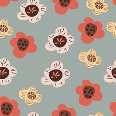 Seamless pattern with abstract color flowers