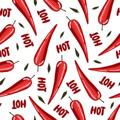 chili pepper, super hot chili. Hot peppers. seamless. Kitchen pattern. Cooking pattern