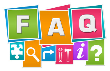 FAQ - Frequently Asked Questions Colorful Symbols Blocks