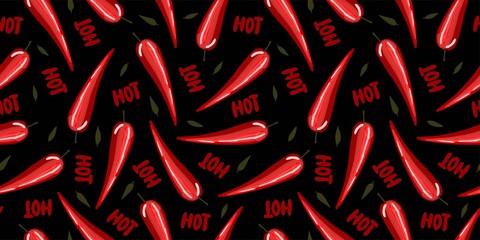 Obraz premium chili pepper, super hot chili. Hot peppers. seamless. Kitchen pattern. Cooking pattern
