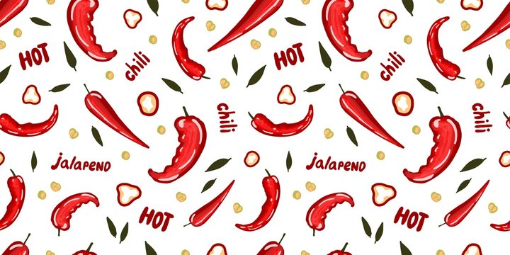 chili pepper, super hot chili. Hot peppers. seamless. Kitchen pattern. Cooking pattern