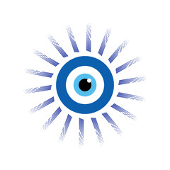 Greek evil eye, symbol of protection. Glass Turkish eye Nazar Boncugu. Amulet, talisman from the evil eye