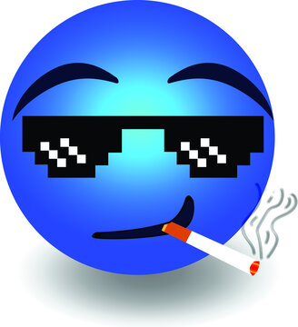 illustration of a blue thug life emoji