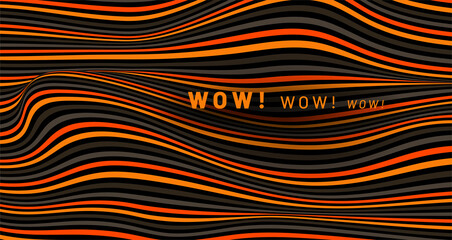 Bright multi-colored background with striped waves and place for your text with shadow. Vector illustration.