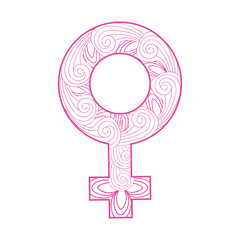 Beautiful floral feminine symbol of Venus as female gender sign
