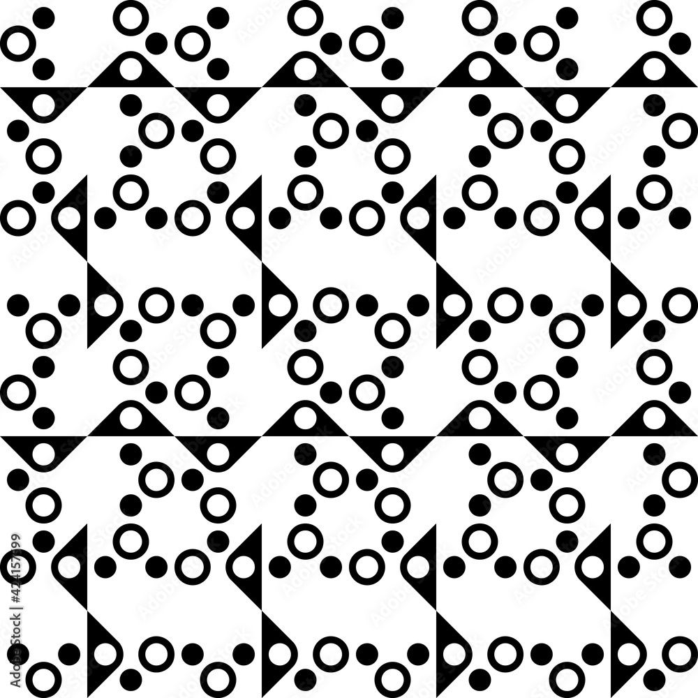 Aufkleber black simple abstract pattern. circles seamless shapes pattern. vector ornament monochrome circles.