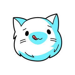 Illustration of cute kawaii cat muzzle. Cartoon character.