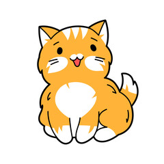 Illustration of cute kawaii cat. Cartoon character.