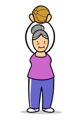 Frau trainiert mit Medizinball bei Physiotherapie
