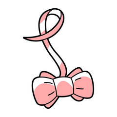 Illustration of pink bow toy. Cartoon icon.