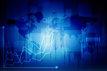 2d rendering Stock market online business concept. business Graph 