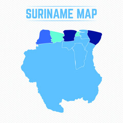 Suriname Detailed Map With States