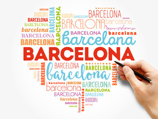 Barcelona love heart word cloud, travel concept © dizain