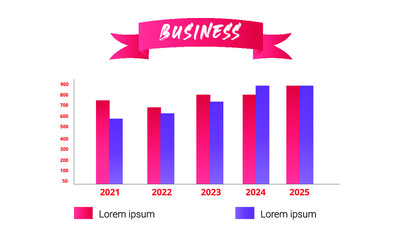Gradient Business Graph Statistic For Infographic