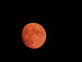 Full Red Moon in near plan