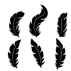 illustration of an old feather. Feather feather silhouette. Retro image of letter with feather icon.