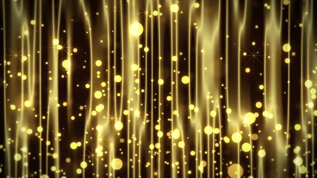 Motion graphics shows gold particles white grey silver glitter luxury beautiful abstract loop background. vintage light shiny. moving wave silk or energy. Backdrop of beautiful soft air waves in slow 