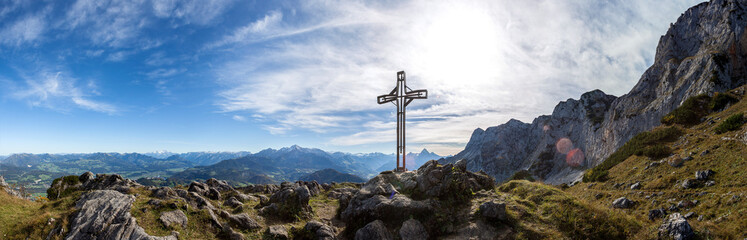 Panorama view Heubergkopf mountain, Untersberg in Bavaria, Germany