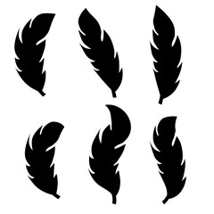 illustration of an old feather. Feather feather silhouette. Retro image of letter with feather icon.