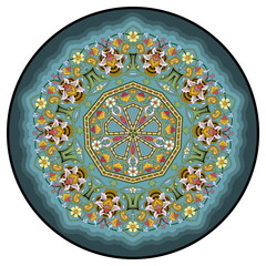 Multicolor ornament in arabesque or mandala style. Decorative element for design. Vector illustration. 