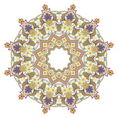 Multicolor ornament in arabesque or mandala style. Decorative element for design. Vector illustration. 