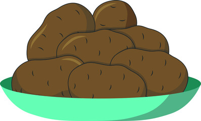 Potatoes. Potato tuber. Vegetables. Drawing of a potato.