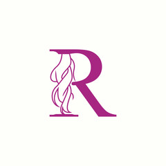 Obraz na płótnie Canvas logo letter r with icon beauty hair vector design 