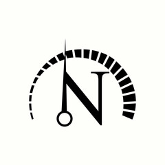 logo letter n with icon Speedometer vector design	