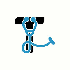 logo letter t with icon stethoscope vector design	