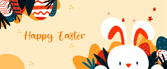 Hand Drawn Easter Sale Horizontal Banner Design