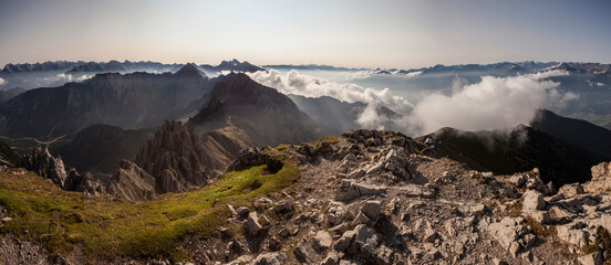 Panorama view Erlspitze mountain and Freiungen in Tyrol, Austria