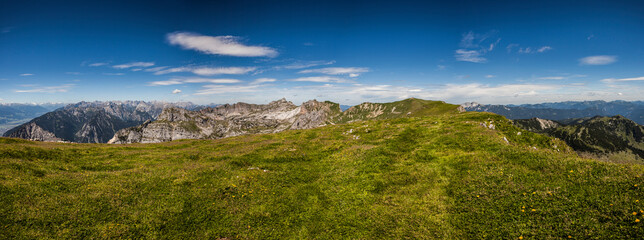 Panorama view Vorderes Sonnwendjoch mountain in Tyrol, Austria