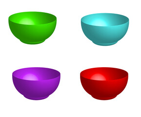 set of colorful 3D bowls