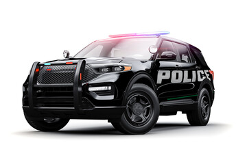 3d SUV police car on white background - 424164158