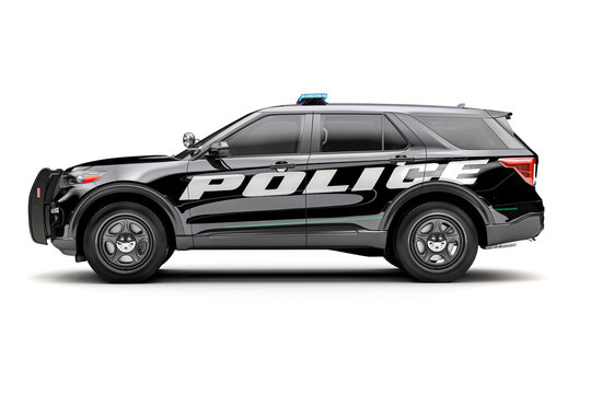 3d SUV police car on white background
