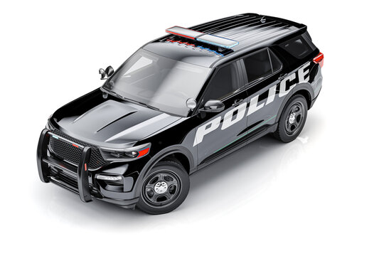 3d SUV Police Car On White Background