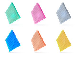 Colored sheets of cellular polycarbonate. 3d render