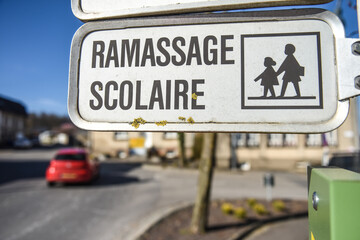 Fototapeta premium signalisation, panneau, ecole, ramassage, scolaire, education, transport, route
